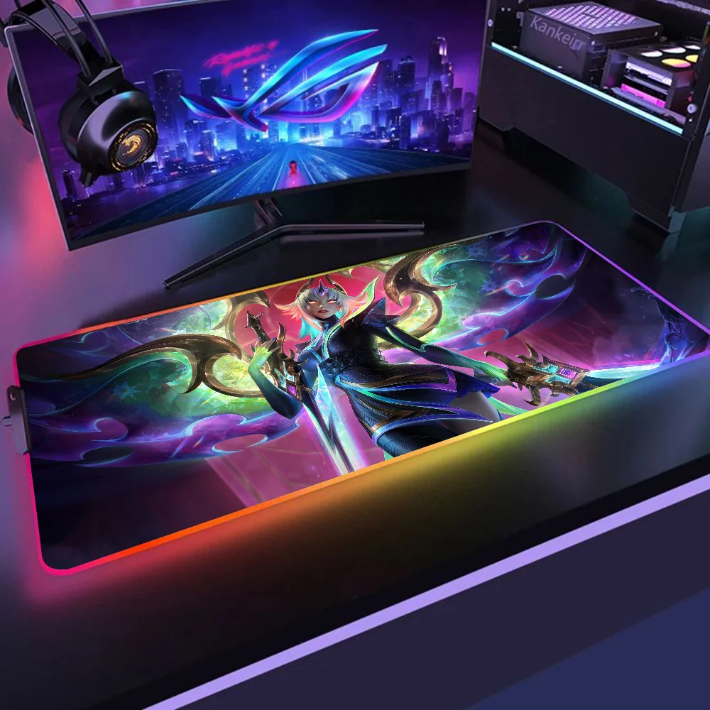 Kayle League Of Legends Mousepad XXL RGB Gaming Mouse Pads HD Black Gamer Accessories Large LED