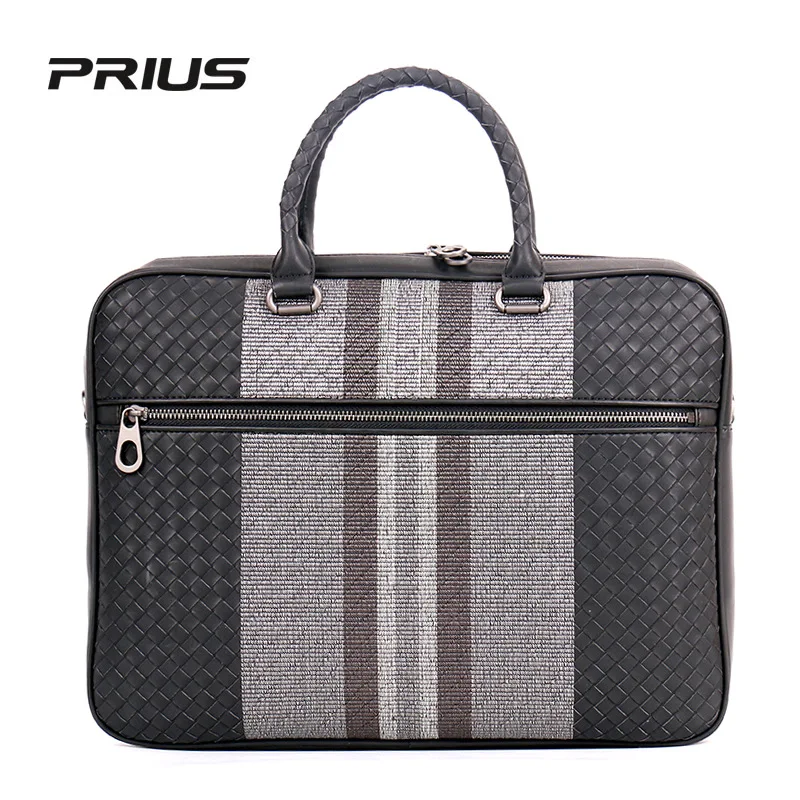 HandBag Men's Leather Luxury Brand Business Briefcase Leather Woven Bag Fashion Shoulder Bag ComputerBag Large Capacity  New