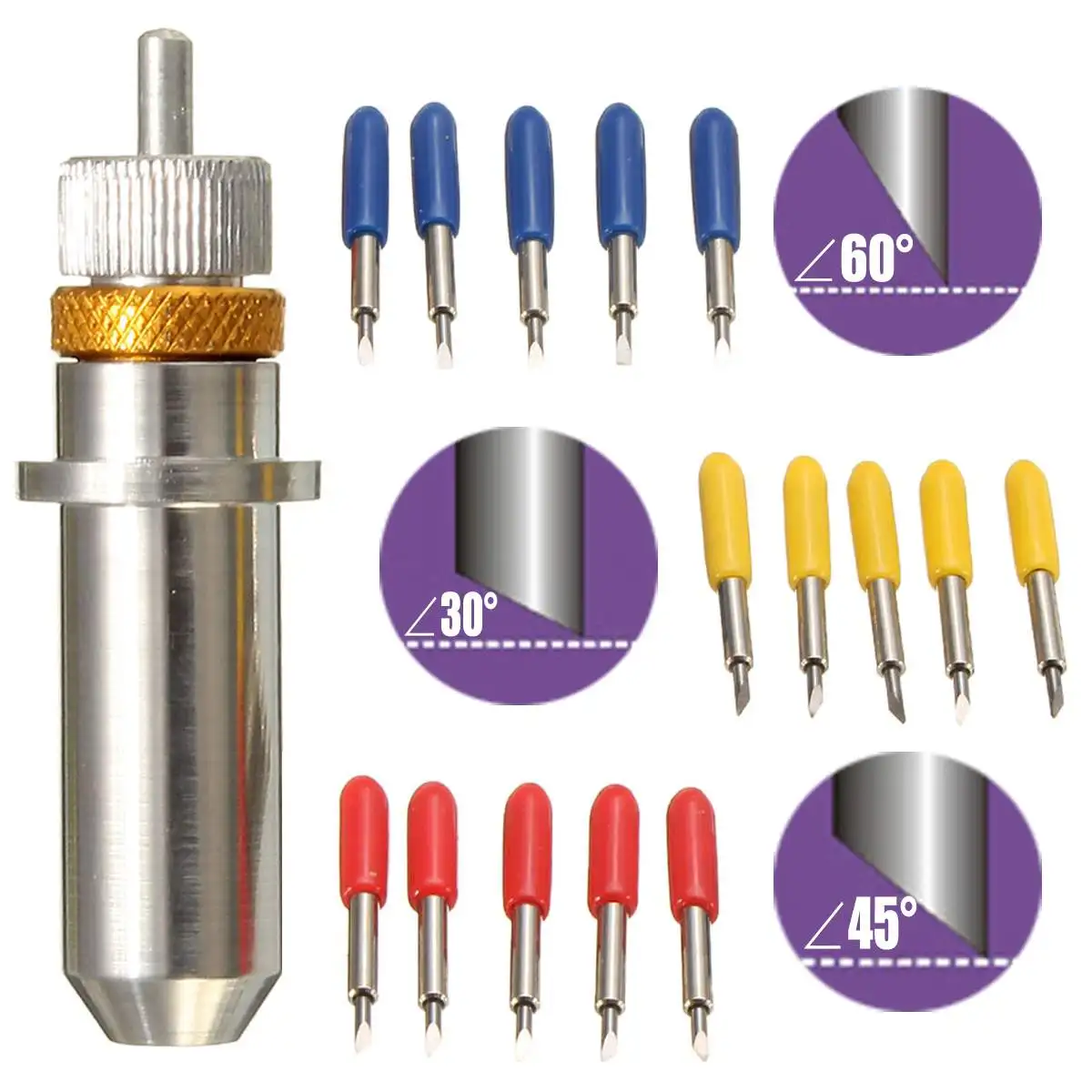 

15pcs/set Milling Cutter Blade 30/45/60 Degree Holder for Cutting Plotter 25x1.5mm Milling Cutter High Hardness