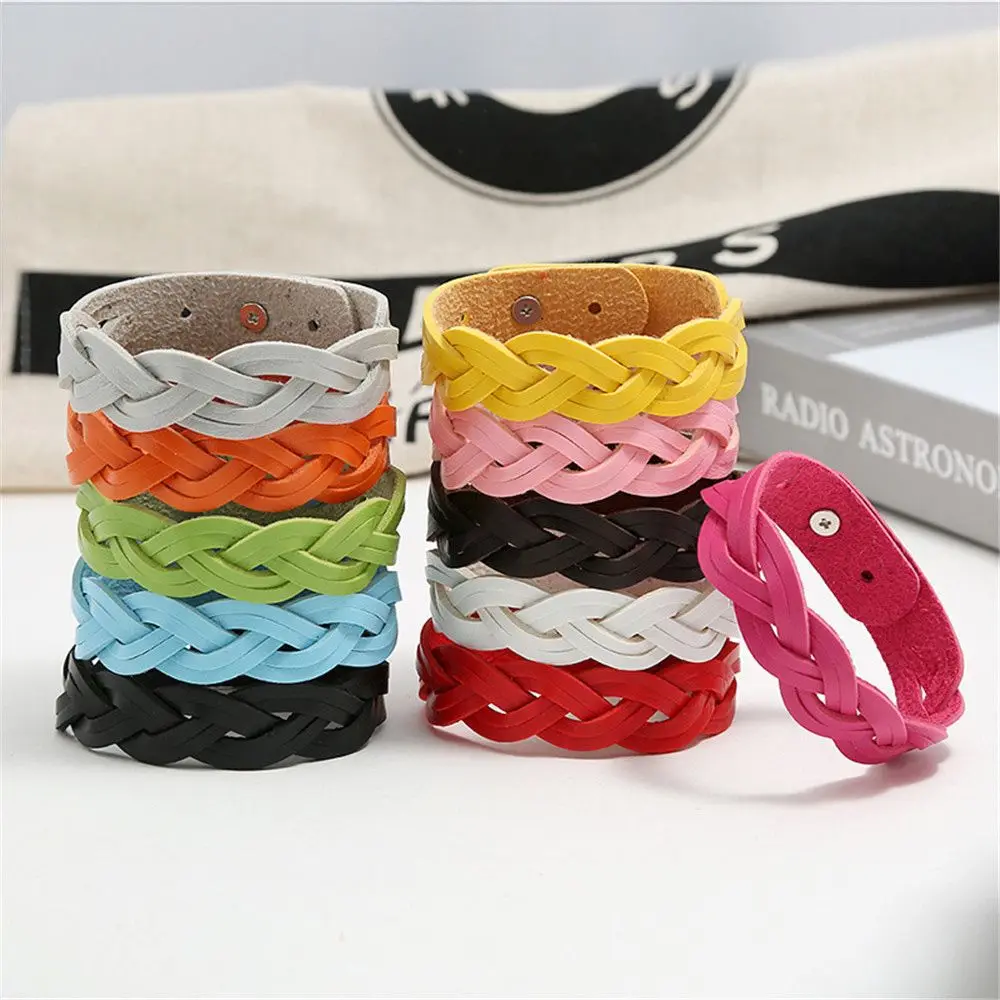 

Korean Style Fashion Solid Braided Twist Leather Bracelet Simple Versatile Student Bangles Bracelets Girls Gifts Jewelry