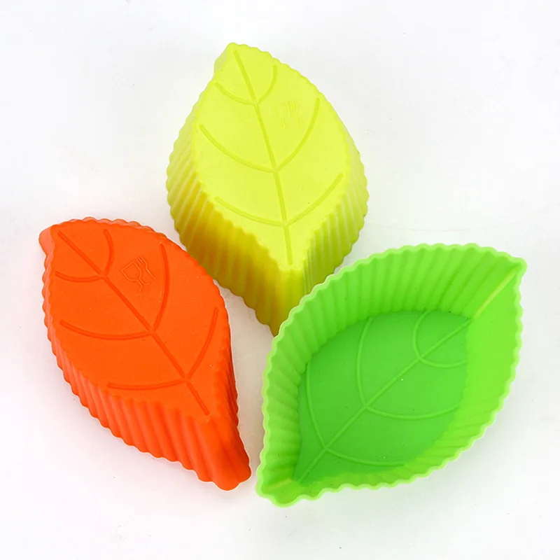 

5Pcs 9*5*3cm Leaf-Shaped Cake Mold Muffin Silicone Chocolates Mousse Cookie Pudding Bakeware Maker Tray For Kitchen Baking Tools