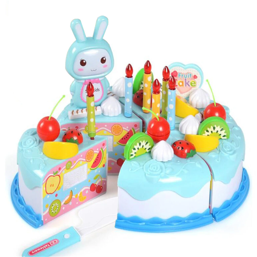 

37Pcs Kids Kitchen Pretend Play Toys Simulation Birthday Chocolate Cake DIY Cutting Fruit Toys Educational Gift For Children