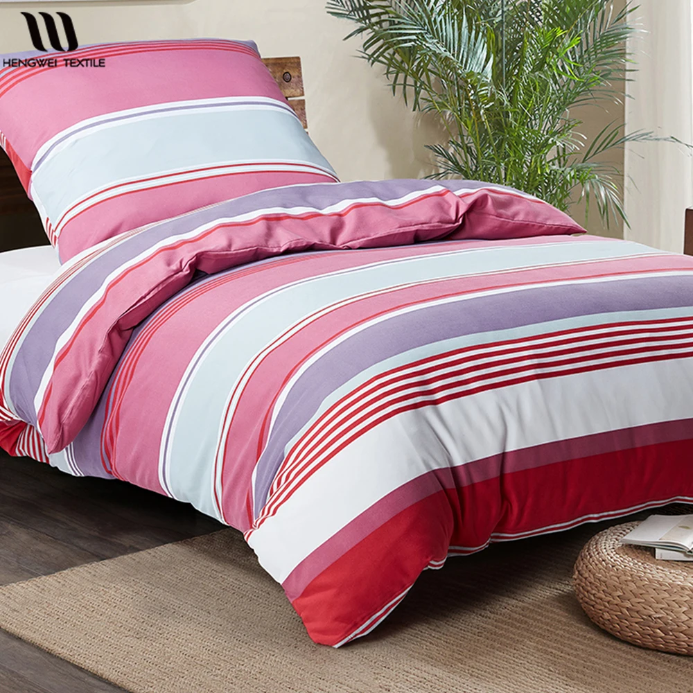 

Single Duvet Cover Set Red Striped Microfiber Soft Duvet Comforter Cover With Pillowcase 2pcs Nordic Bedding Set 135x200