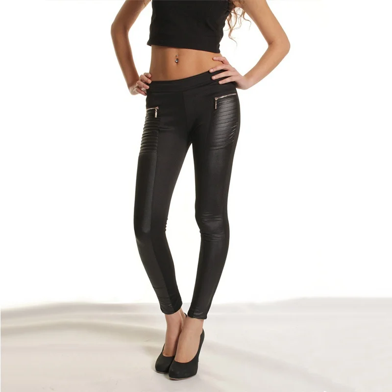 

Autumn Winter New Low-Waist Sexy Soild Black PU Leather Leggings Women Leggings Plus Size S-XL Skinny Leggings