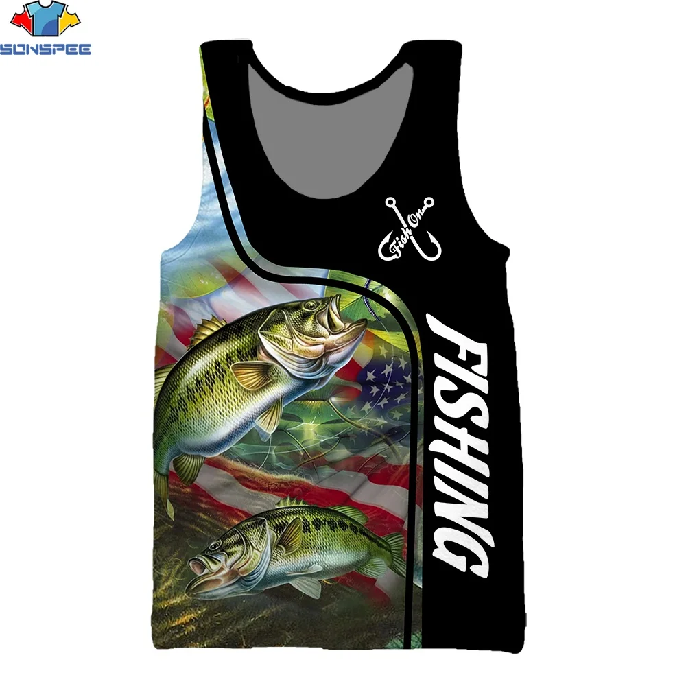 

Мужская майка без рукавов SONSPEE с 3D принтом, повседневная спортивная уличная майка в стиле Харадзюку, с американским флагом, для рыбалки, в ст...