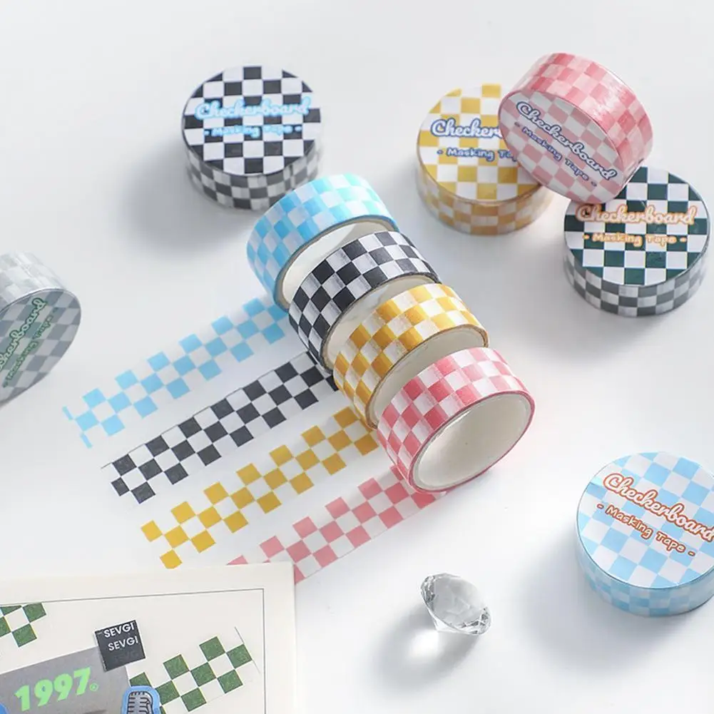 

Милая полосатая васи лента в клетку, кавайная Маскировочная лента, декоративные принадлежности, лента, школьный скотч, скрапбукинг, канцеля...