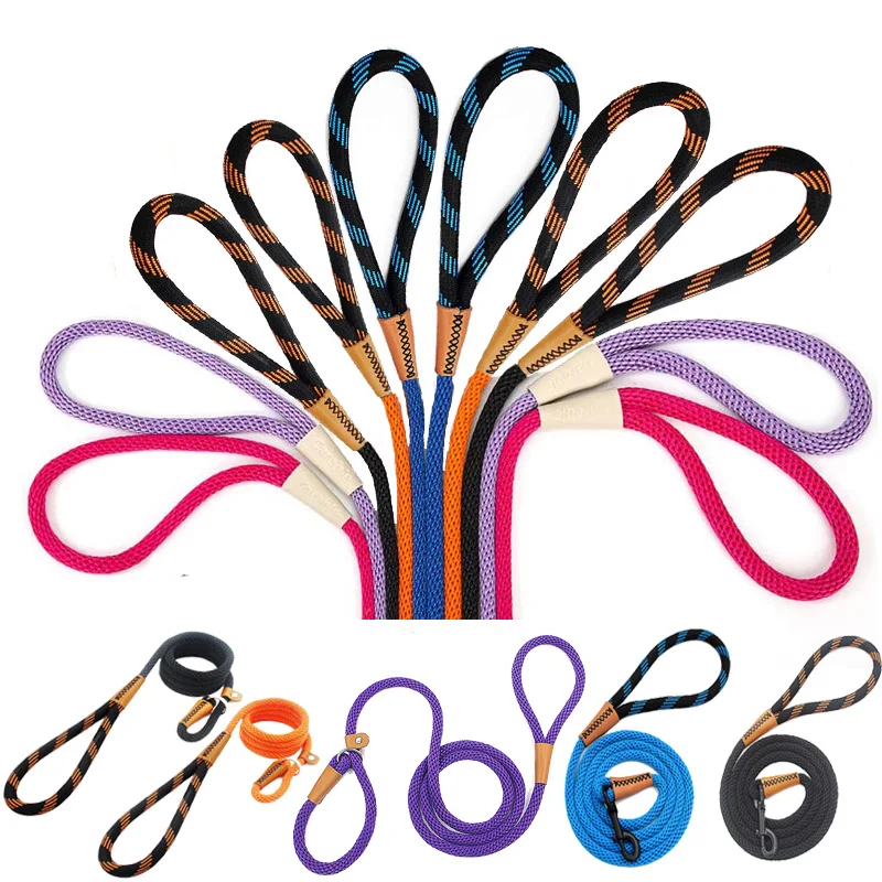 

Durable Soft Dog Pet Leash in Harness and No Pull Adjustable Loop Dog Collar Nylon Walking Training Running Dog Leash
