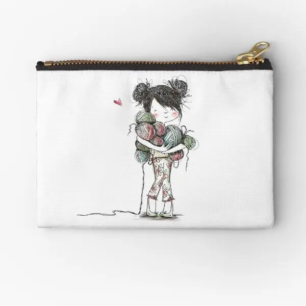 

Yarn Girl Zipper Pouches Pocket Packaging Pure Storage Money Coin Panties Socks Men Cosmetic Women Wallet Bag Small Key