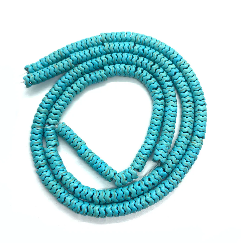 

Charm Blue Natural Stone Beads Beads Wave Shape DIY Handmade Jewelry Beads Making Necklace Bracelet Earrings Anklet Accessories