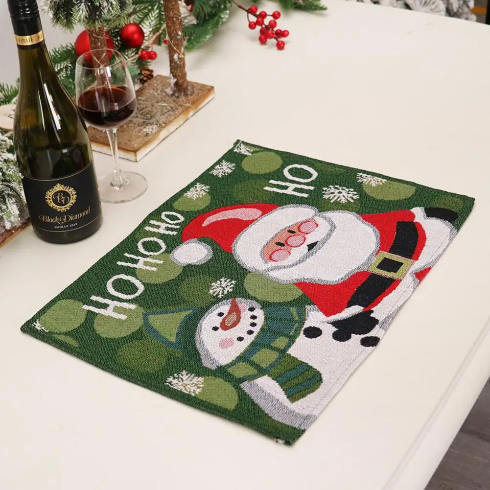 

Convenient Tear-resistant Knitted Fabric Xmas Santa Claus Snowman Table Placemat Christmas Table Mat Christmas Table Mat