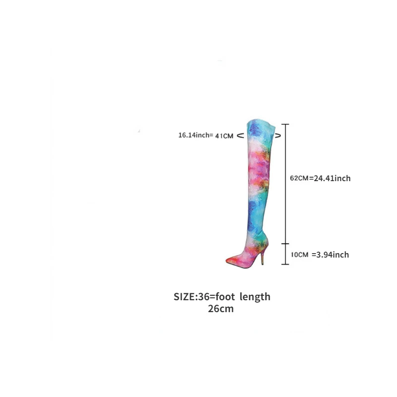 Slender High Heels Over Knee Boots Colorful Rhinestone Long Tube High Tube European and American Women's Boots Knee High Boots