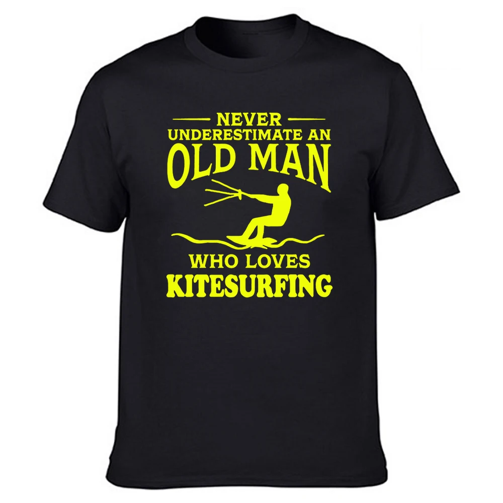 

Funny Never Underestimate An Old Man Who Loves Kitesurfing T Shirts Graphic Cotton Streetwear Short Sleeve Kiteboard T-shirt Men