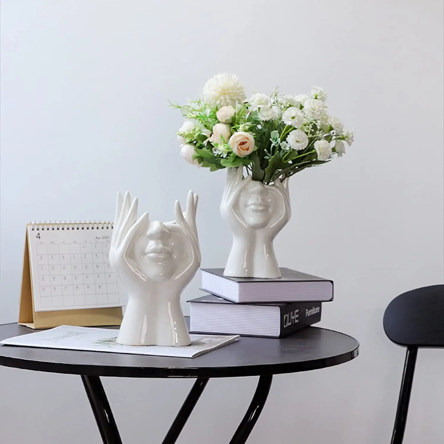 

Human Face Art Ceramic Dry Flower Arrangement Vase for Decorative Modern Sculpture Planter Pot Wedding Office Kitchen Home Decor