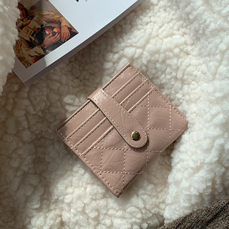 Fashion Women Wallets Leather Female Purse Mini Hasp Solid Multi-Cards Holder Coin Short Wallets Slim Small Wallet Zipper Hasp