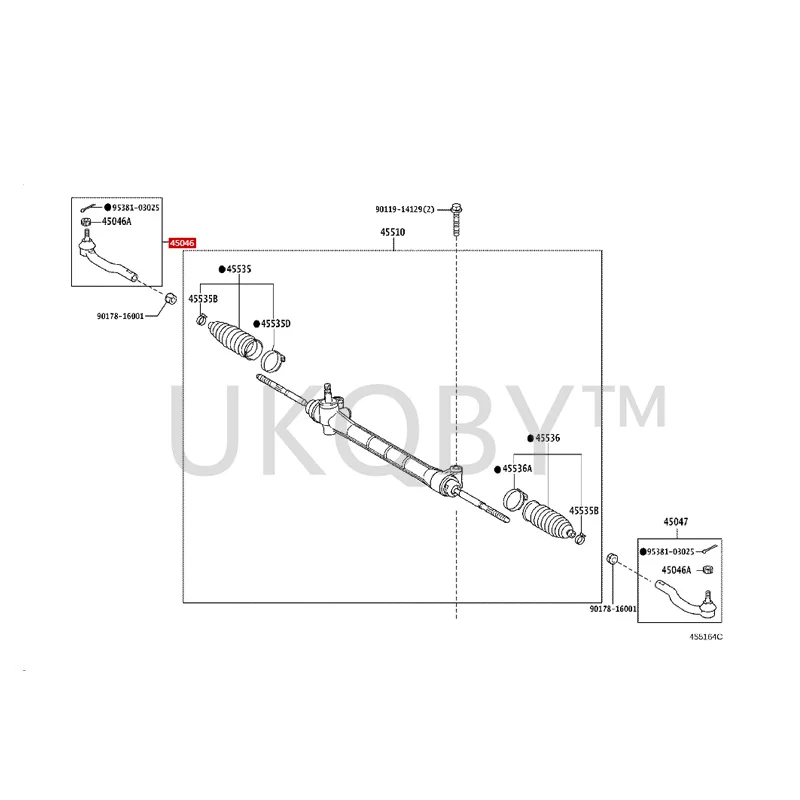 4504729195 4504629515  To yo ta  Previa  Elfa  Wylfa  Left tie rod end assembly (art.: 3920cb2e455f1) - 3920cb2e455f1
