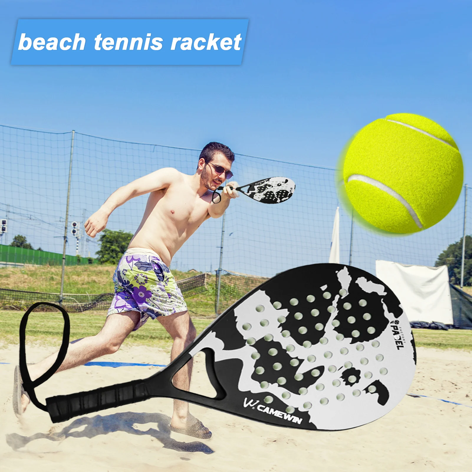 

BeachTennis Racket Paddle Tennis Rackets With Carry Bag Carbon Fiber Grit Face With EVA Memory Foam Core Full BeachTennis Racket