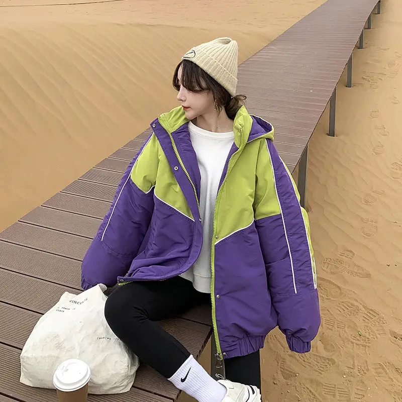 Autumn and winter new velvet warm loose simple Hong Kong style fashion trend stitching cardigan hooded jacket