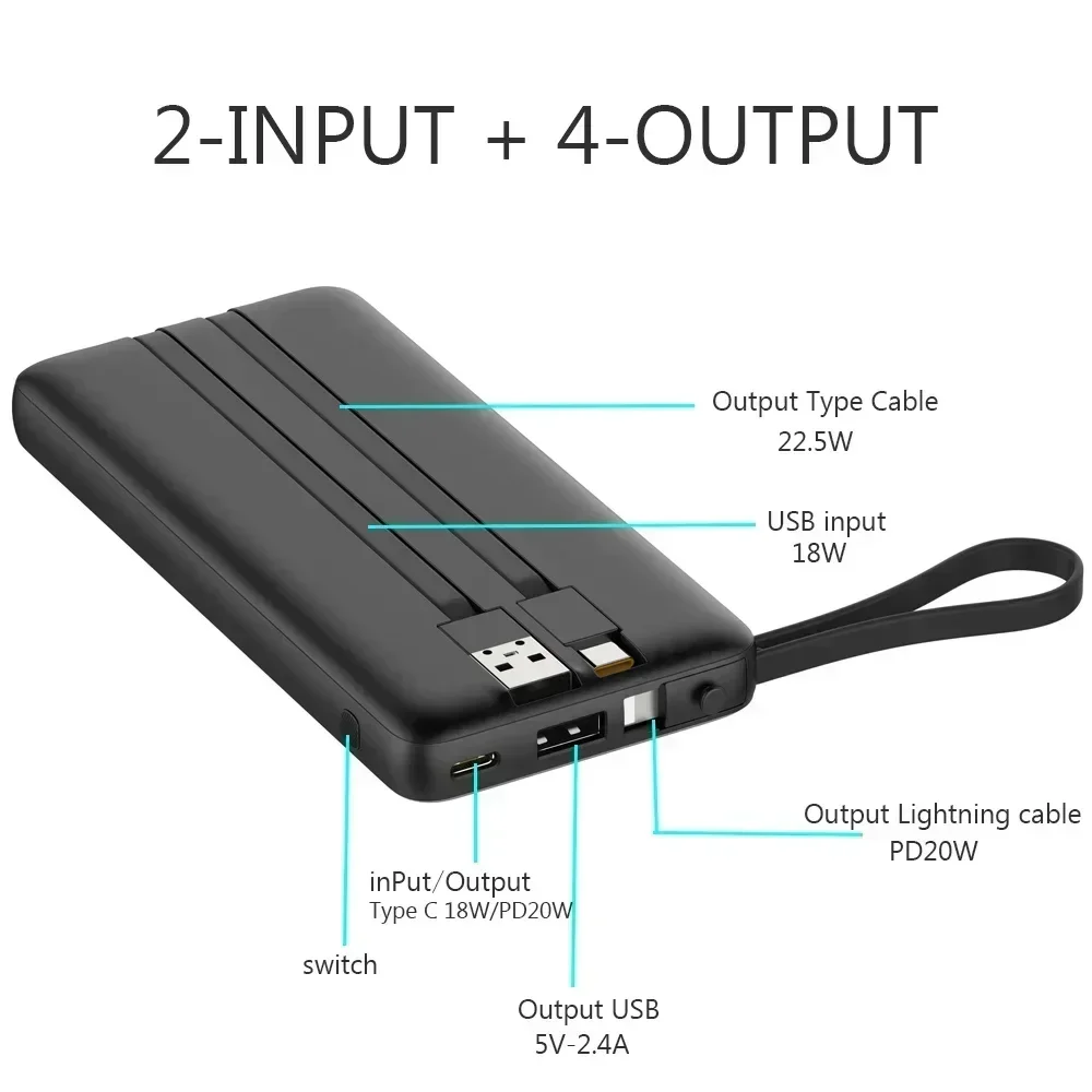 FERISING-Портативная зарядка PowerBank 10000 мАч внешнее зарядное устройство для Samsung LG SONY 22