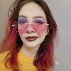 Солнцезащитные очки женские, без оправы, в форме сердца