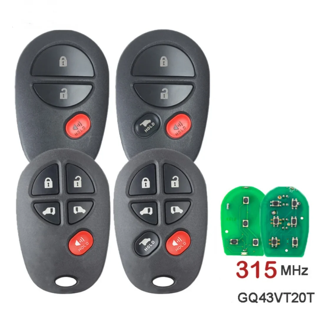 3/4 кнопки 315 МГц GQ43VT20T P/N: 89742-06030 фотосессия для Toyota Sienna Camry Highlander Aurion 2004-2018