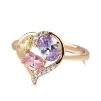 grier colorful natural zircon heart ring for women 585 rose gold simple jewelry wedding girls flower rings gift wholesale