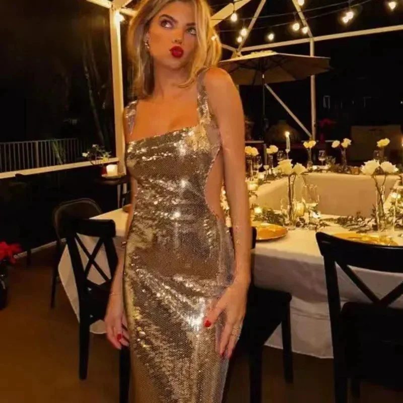 Платье с пайетками вечернее платье для женщин 2024 весеннее элегантное