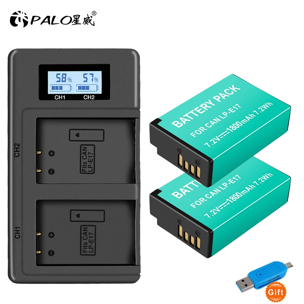 

PALO LP-E17 LP E17 camera battery+LCD LPE17 battery charger For Canon EOS 750D 200D 760D T6i T6S M3 M5 X8i 8000D KISS X8i