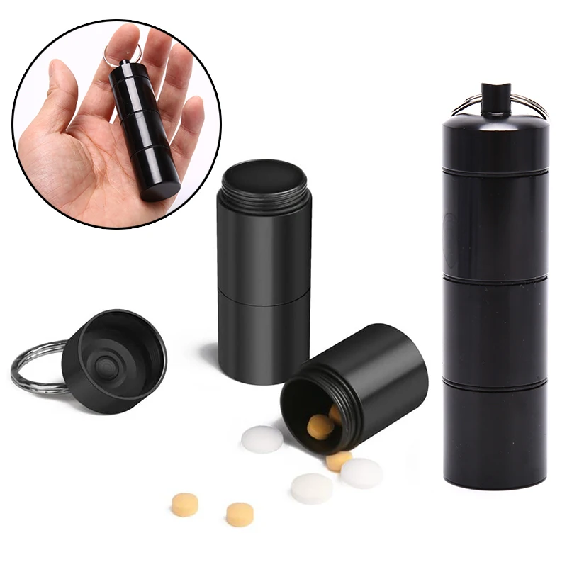 

Portable Waterproof Pill Case Bottle Cache Drug Holder Boxes Container Keychain Medicine Bottle