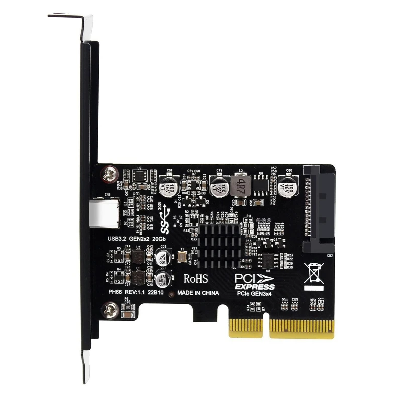 

Type C USB3.2 to PCIe X 4 Adapter 20Gbps Built In Power ASM3243 Chip Sata15Pin