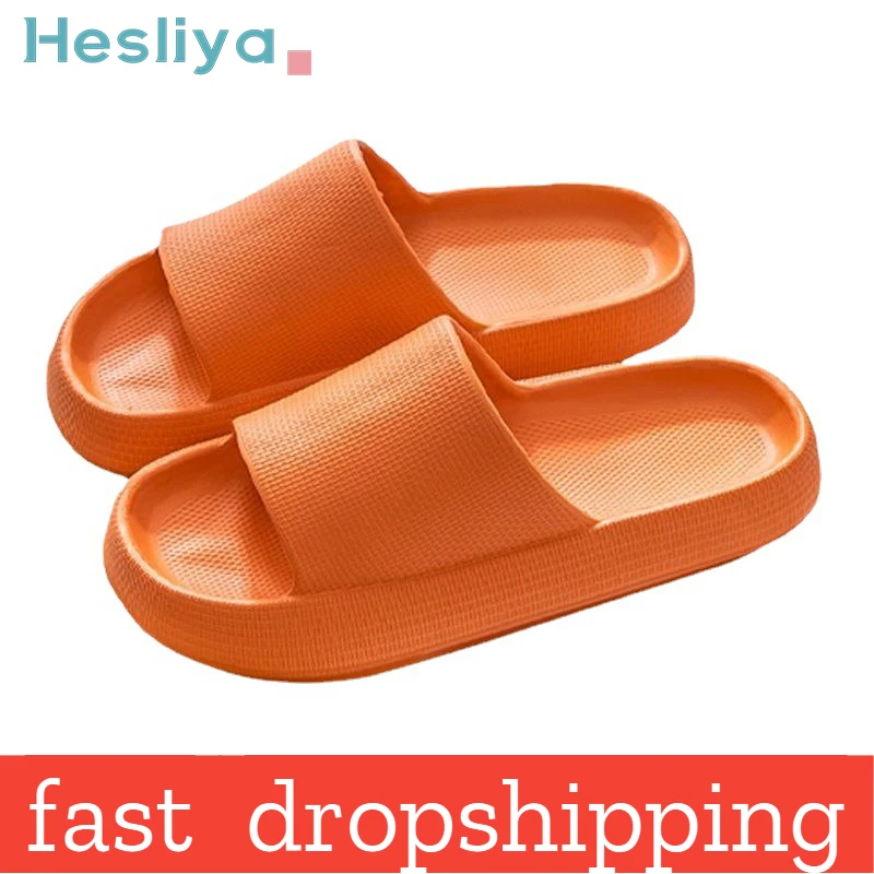 

Thick Platform Slippers Men Women Home Slippers Mute Non-slip EVA Bathroom Slides Woman Sandals 2023 Summer Soft Flip Flops