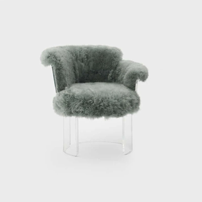 

Nordic Light Luxury Designer Acrylic Leisure Chair Plush Chair Model Room Creative Special-shaped Armrest Back Single Chair
