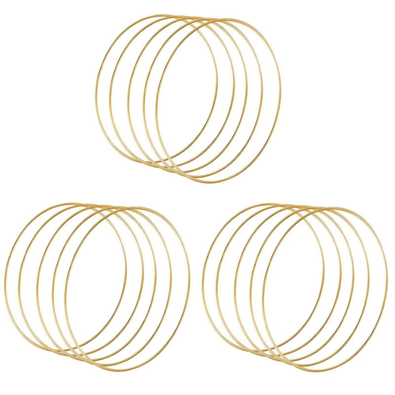 

15 Pack 14 Inch Large Metal Floral Hoop Wreath Macrame Gold Hoop Rings For DIY Wreath Decor