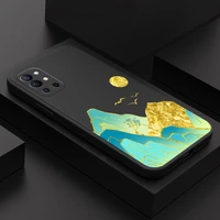 gold mountain phone case for oneplus 9r 9rt 9 8t 8 7 7t pro 5g liquid silicone cover
