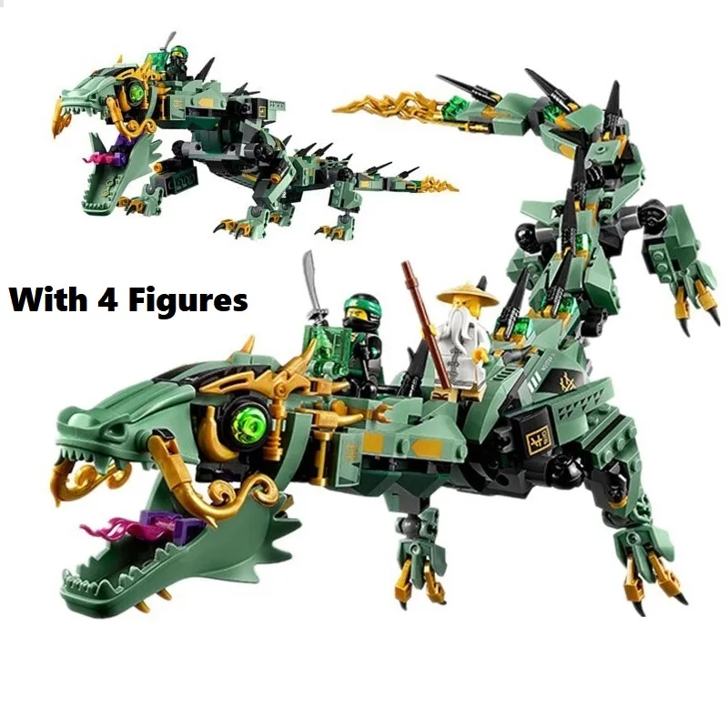 

Dragon Building Blocks Toys For Kids Compatible lepinge 70612 Green Ninja 574pcs Mecha Mech Dragon Blocks Boys Gift