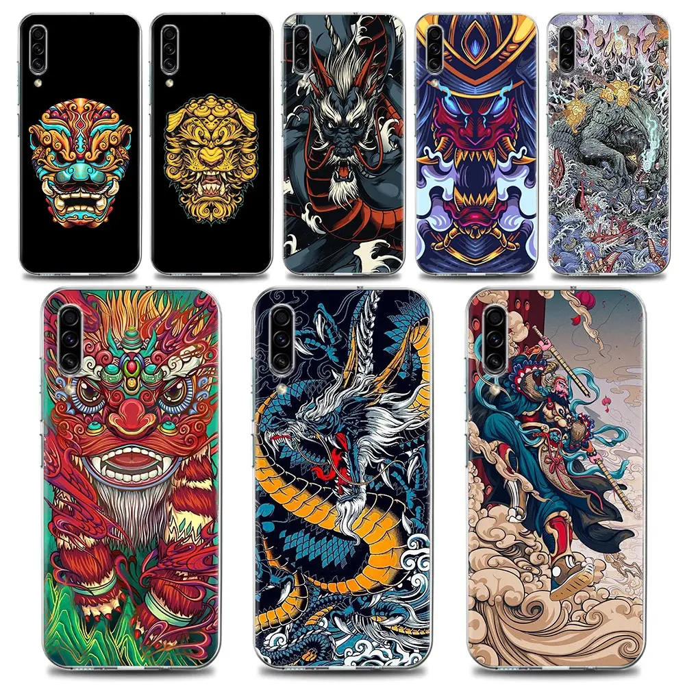 

Dragon Tiger Ghost Clear Phone Case for Samsung A70 A50 A40 A30 A20e A10 A02 Note 20 10 9 8 Plus Lite Ultra 5G Silicone Case