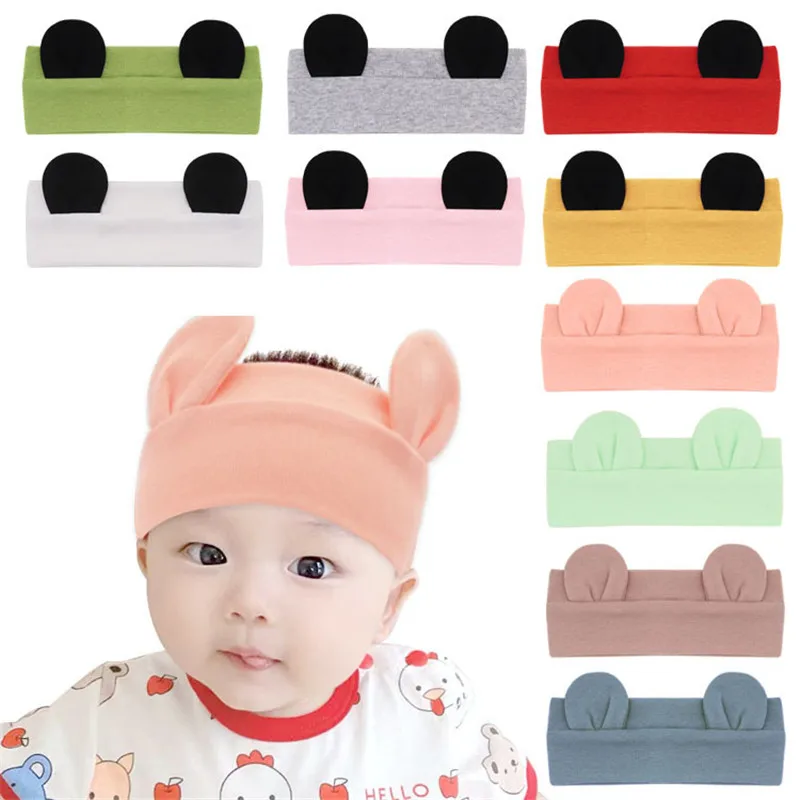 

Newborn Headband Cotton Solid For Girl bear Ear Hairbands Turban Knot Headband Kids Accessoire