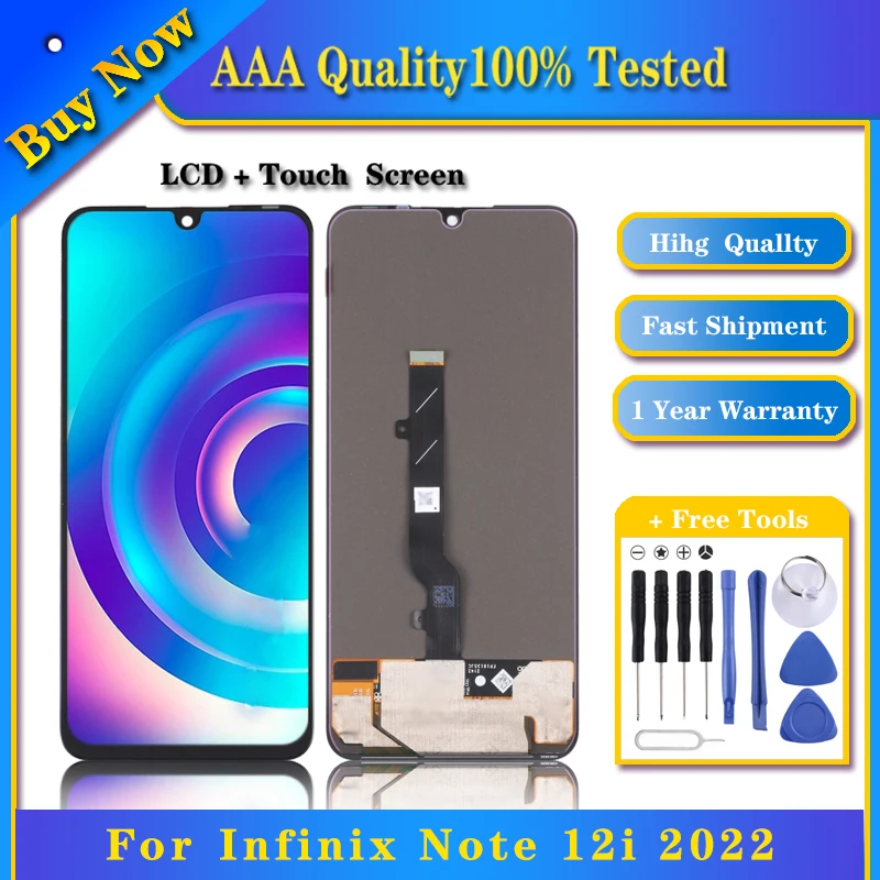

100% Tested TFT LCD Screen For Infinix Note 12i 2022 X663, X663B with Digitizer Full Assembly Display Touch Screen Replacement
