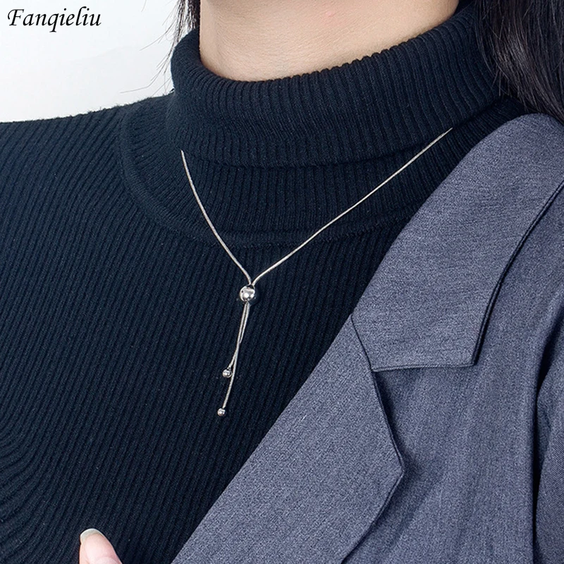 

Fanqieliu S925 Stamp Silver Color Freely Adjustable Snake Chain Necklace For Women New Jewelry Girl Gift Trendy FQL22276