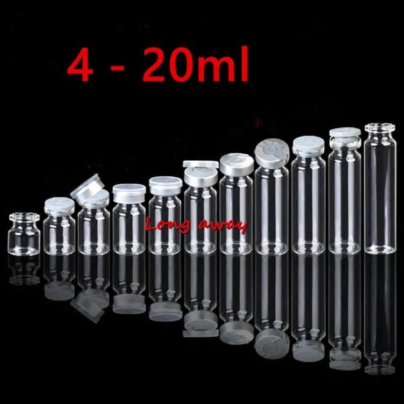 

2ml to 20ml Bottom Diameter 22mm Clear Injection Glass with Cap Vials Small Glass Medicine Bottles Experimental Test Bottle