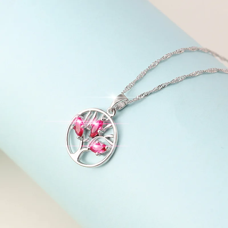 

European and American round hollow crystal lucky tree pendant tree of life necklace wild creative necklace women