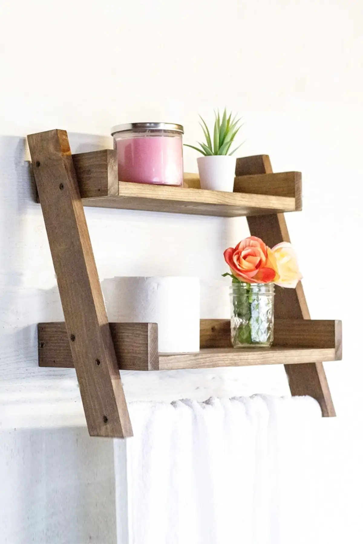 

Solid Wood Bathroom Rack Kitchen Rack Bathroom Robe Hook Kitchen Towel Rack-Walnut