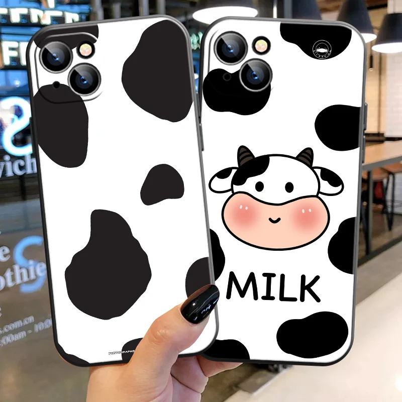 

Cute Cow Phone Case For Apple iPhone 13 12 11 Pro 12 13 Mini X XR XS Max SE 6 6s 7 8 Plus Soft Silicone Cover Liquid Silicon