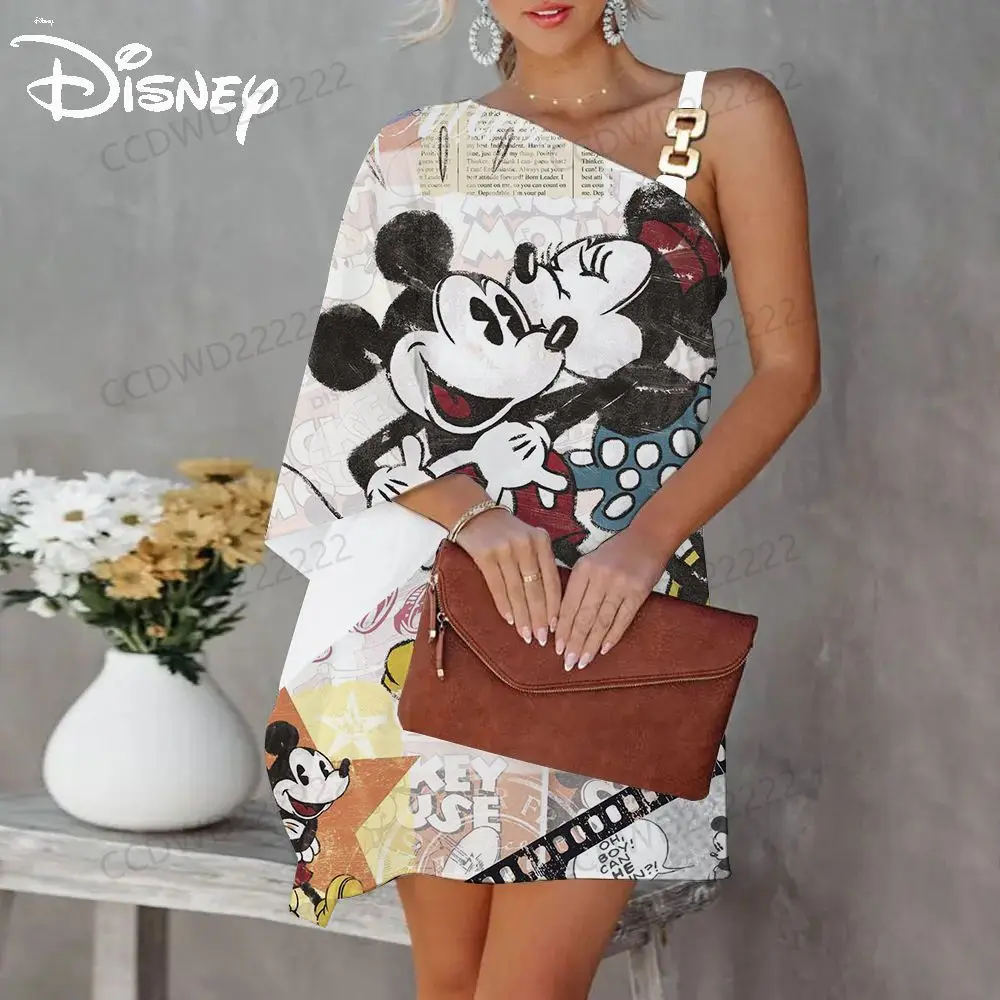 Sexy Dress for Women Mickey Prom Dresses 2023 Diagonal Collar One-Shoulder Minnie Mouse Disney Elegant Evening Party Luxury Sexy