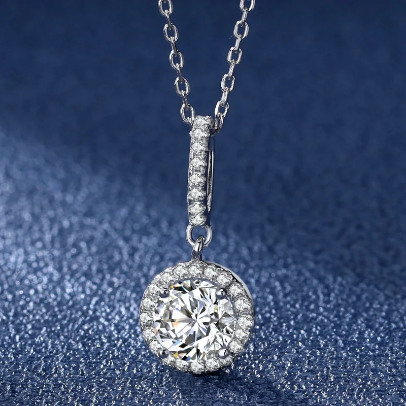

Кулон Lennik из муассанита диаметром 1 карат, классическое ожерелье круглой формы для женщин, сверкающая Бриллиантовая бижутерия S925