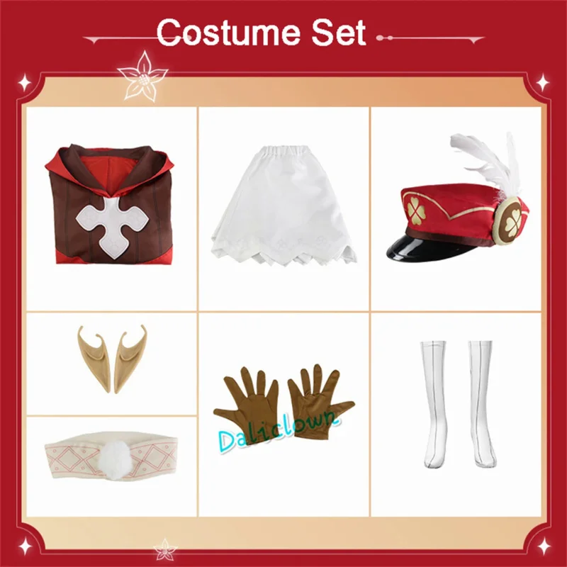 GenshinImpact Klee Косплей Костюм рюкзак Dodoco Wig детский наряд платье сумка обувь Хэллоуин