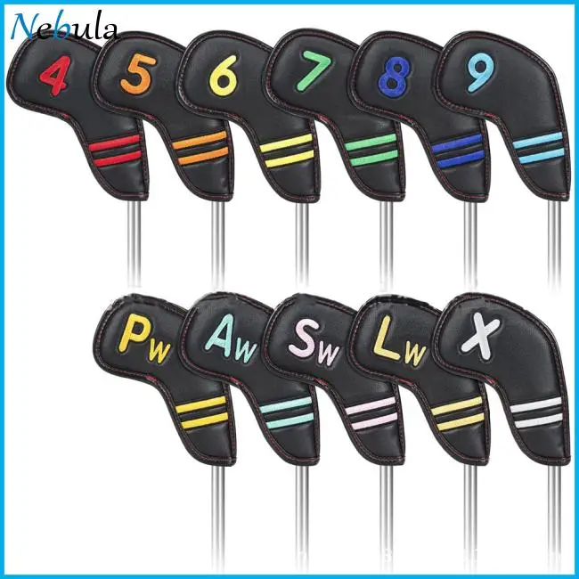 

11Pcs New Magnetic Golf Iron Headcover PU Irons Head Cover Protector Club Case Pu Leather Waterproof Headovers Wedges Covers