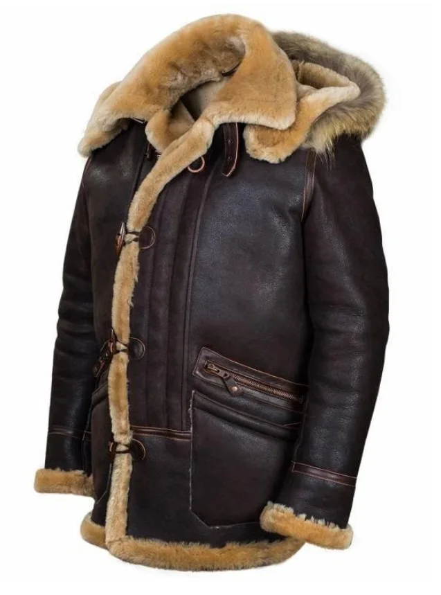 

Куртка-бомбер мужская из искусственной кожи, военная тактическая куртка из искусственного меха в стиле ретро, зимнее плотное теплое пальто, роскошная термопарка из шерсти, моторная верхняя одежда