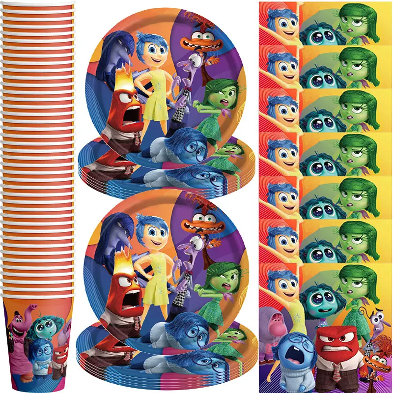 Disney Inside Out 2 украшение для дня рождения полный набор бумажная посуда фоновые