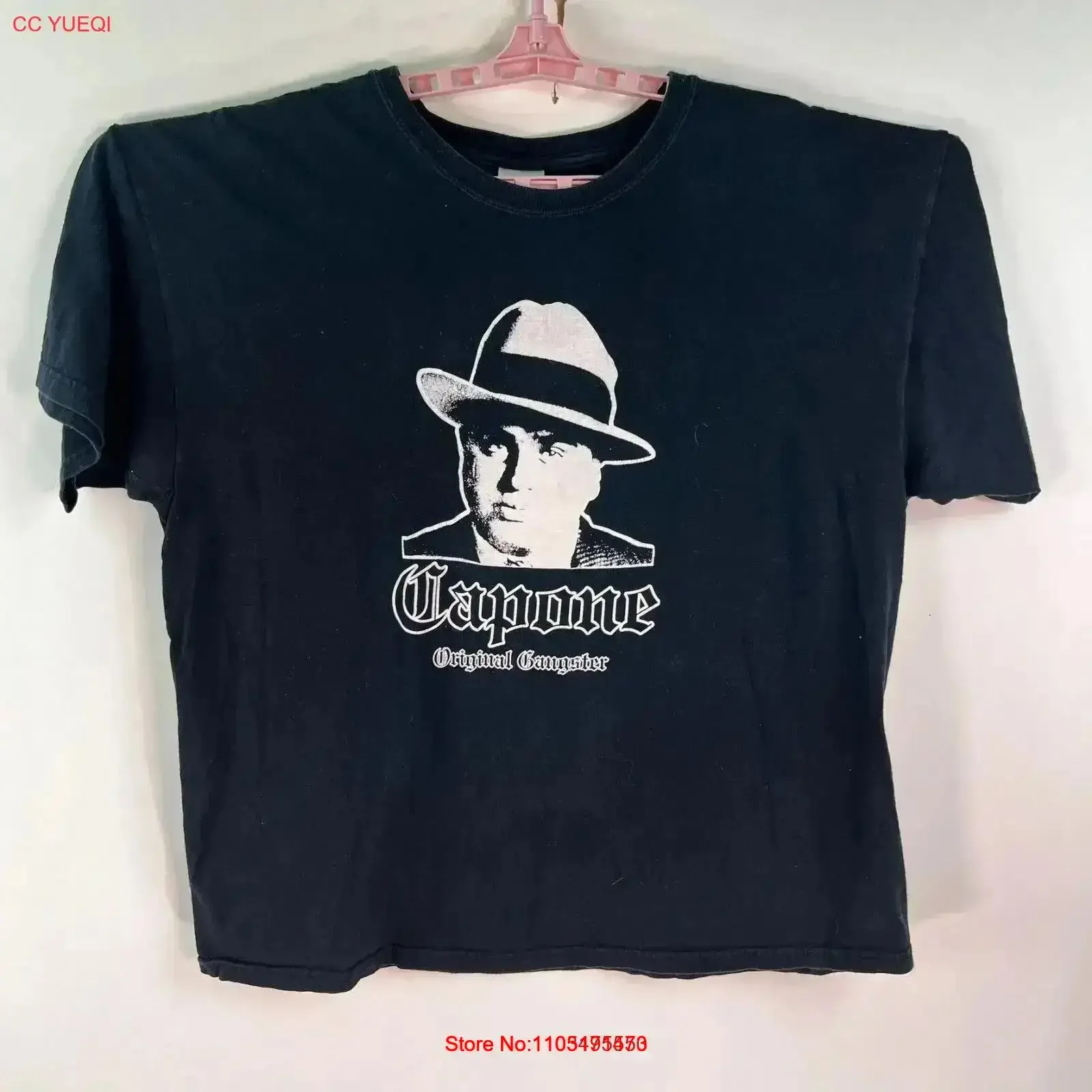 Фото Футболка Capone, мужская, размер XL, черная, оригинальная, гангстерская, винтажная, слегка мужская, растянутая, универсальная, дышащая, удобная №1