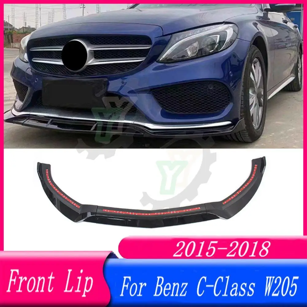 

3PCS Car Front Bumper Lip Spoiler Splitter Cover Guard For Mercedes Benz C-Class W205 C180 C200 C220 C250 2015 2016 2017 2018